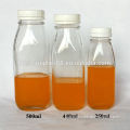 450ml french square shape glass juice milk botttle